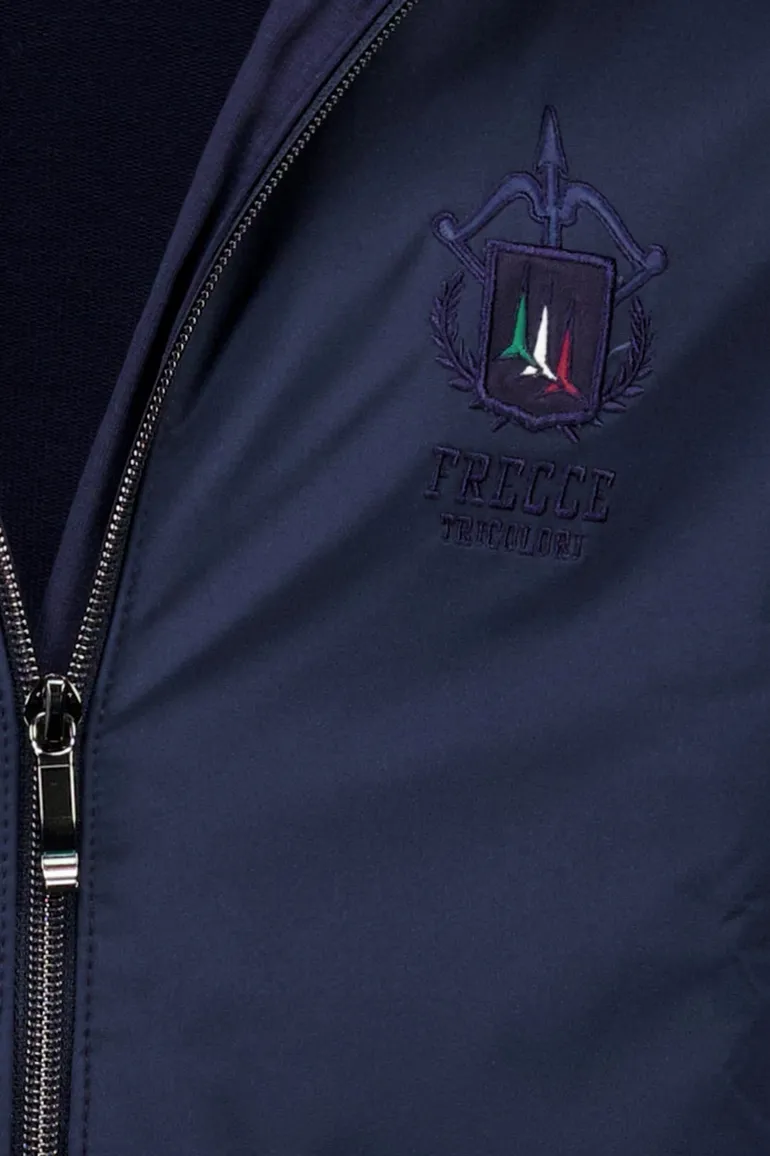 Aeronautica Militare outdoorvest effen donkerblauw slim fit