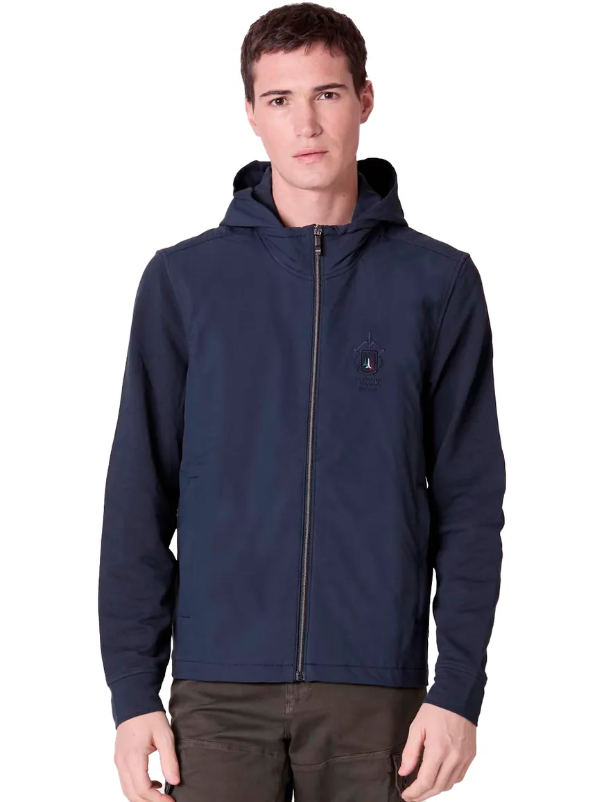 Aeronautica Militare outdoorvest effen donkerblauw slim fit