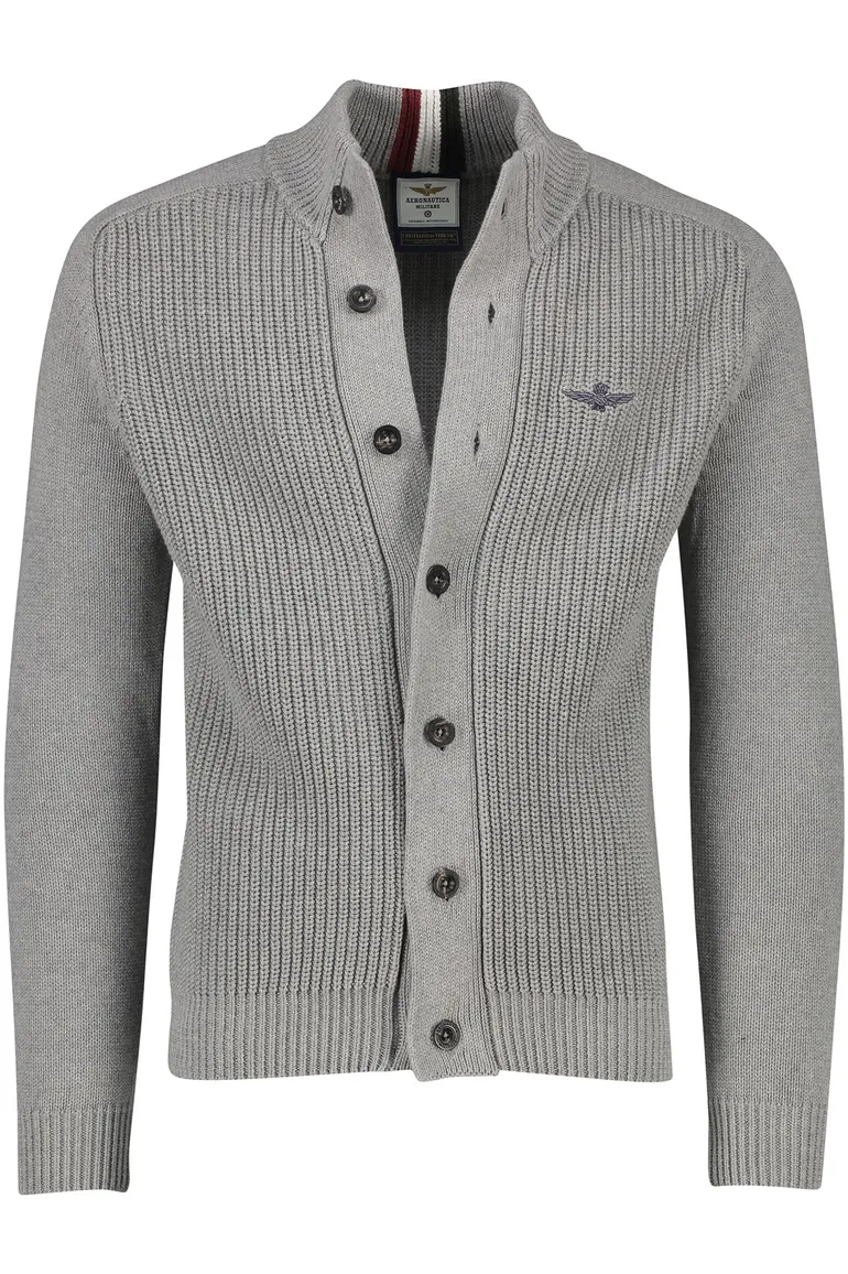 vest Aeronautica Militare grijs effen katoen knopen