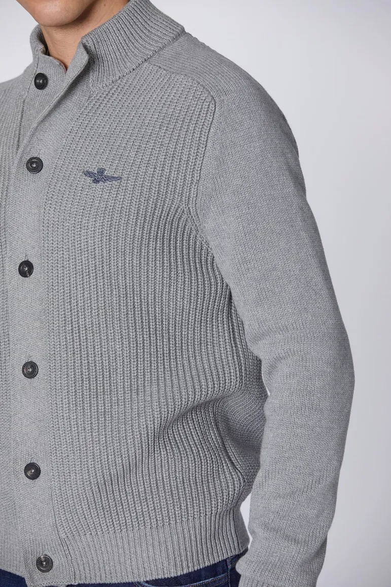 vest Aeronautica Militare grijs effen katoen knopen
