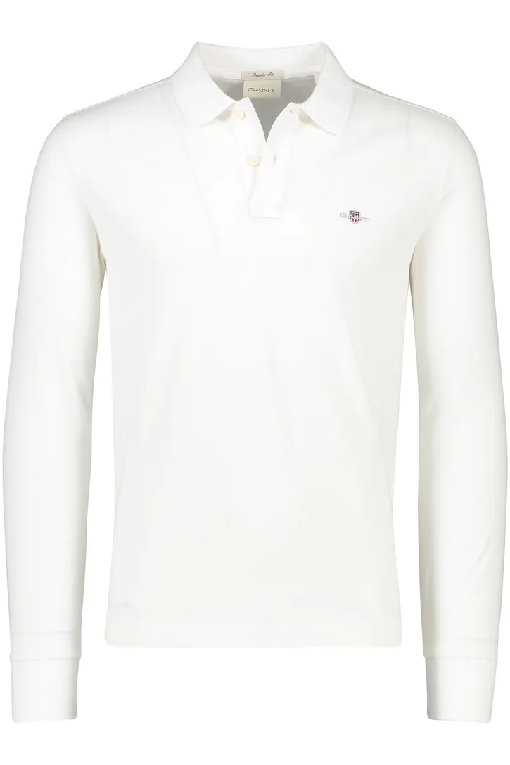 katoenen Gant polo effen wit normale fit
