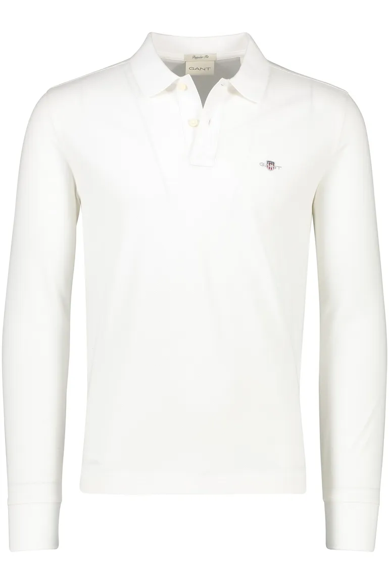 polo Gant wit effen katoen normale fit