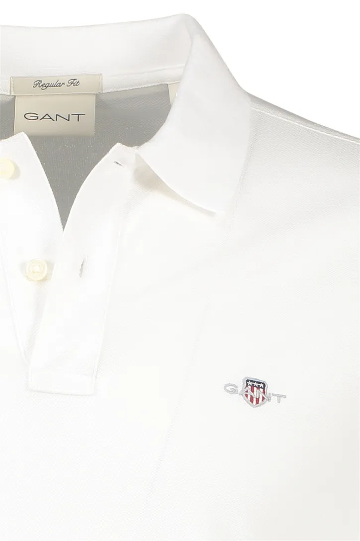 katoenen Gant polo effen wit normale fit