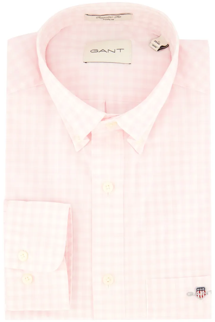 katoenen Gant overhemd roze geruit button-down normale fit