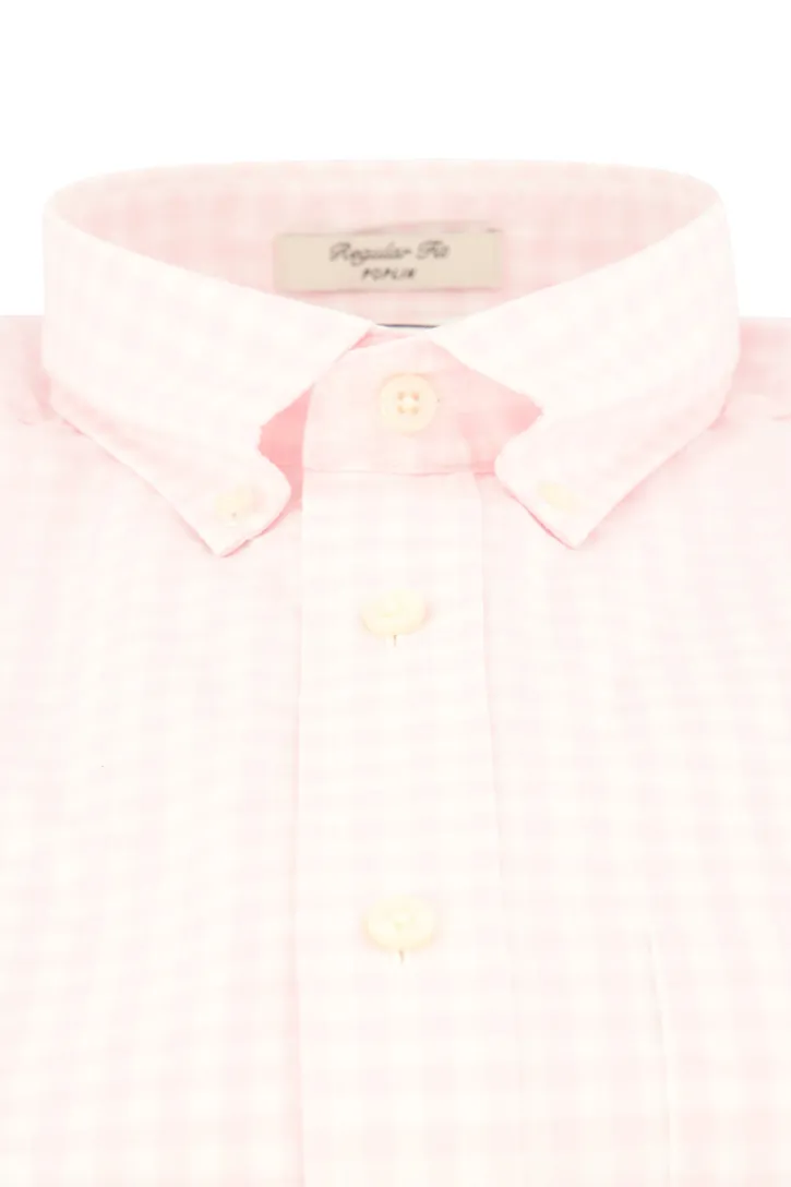 katoenen Gant overhemd roze geruit button-down normale fit