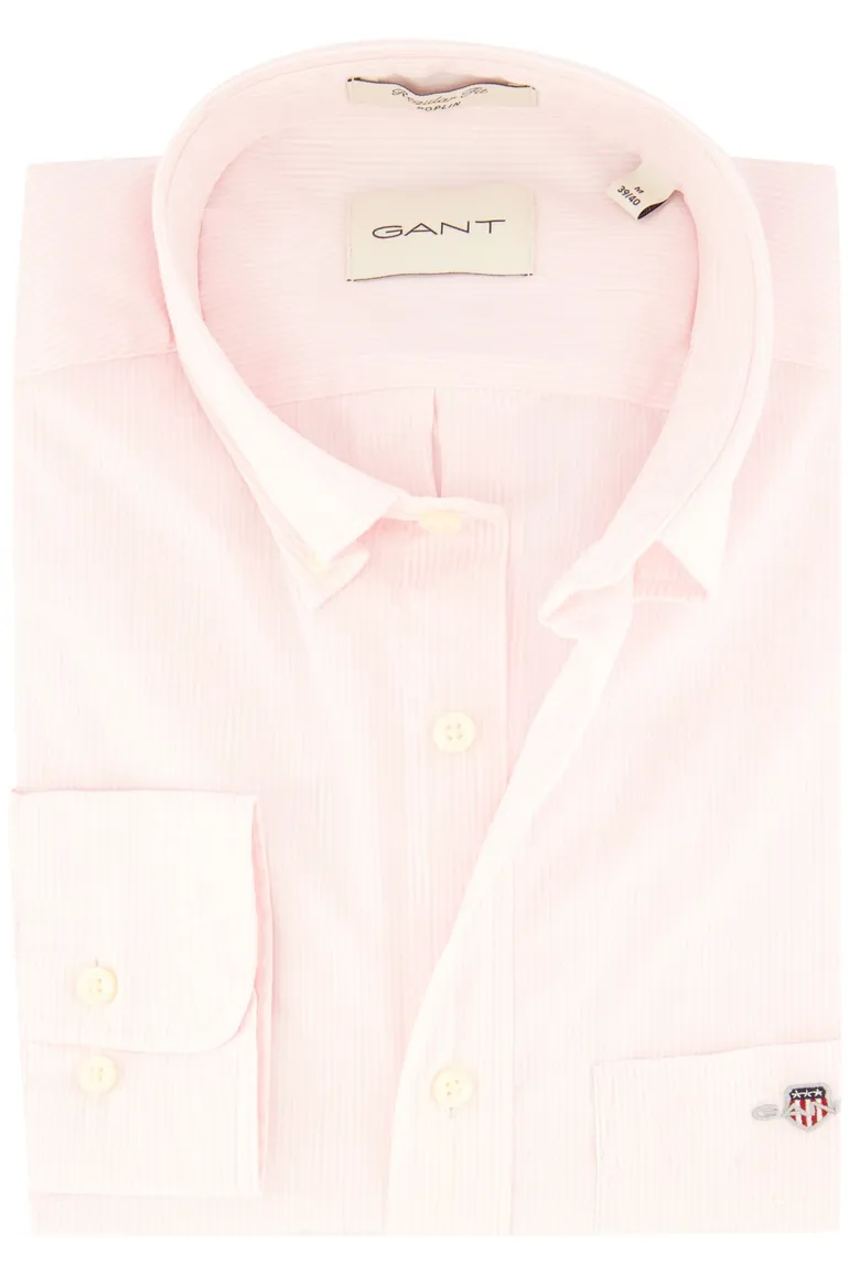 Gant overhemd roze gestreept button-down katoen normale fit