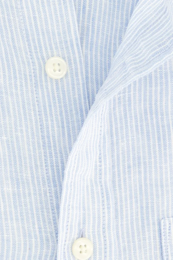 Gant overhemd linnen blauw gestreept normale fit