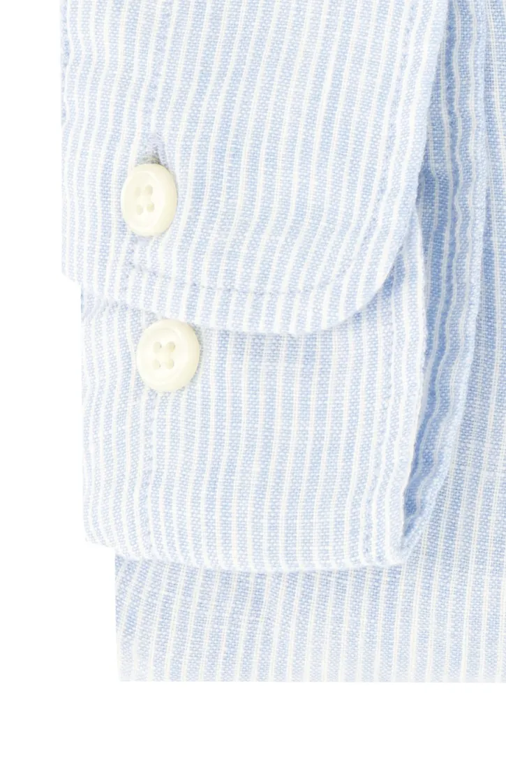 Gant overhemd linnen blauw gestreept normale fit