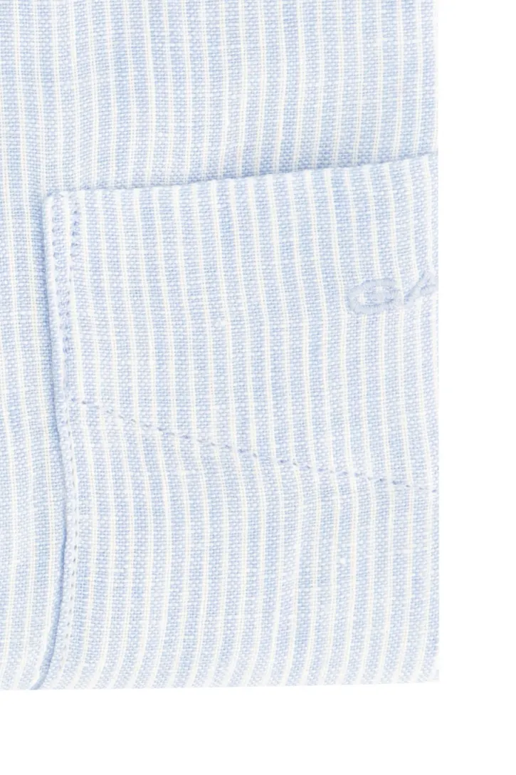 Gant overhemd linnen blauw gestreept normale fit