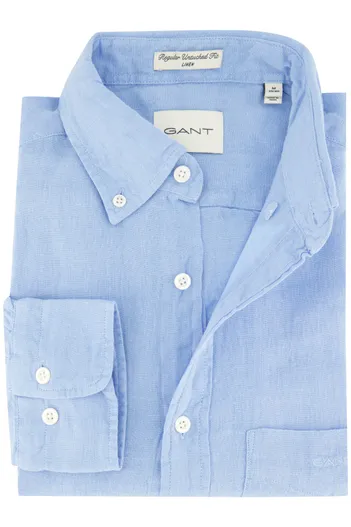 Gant linnen Gant overhemd blauw button-down normale fit