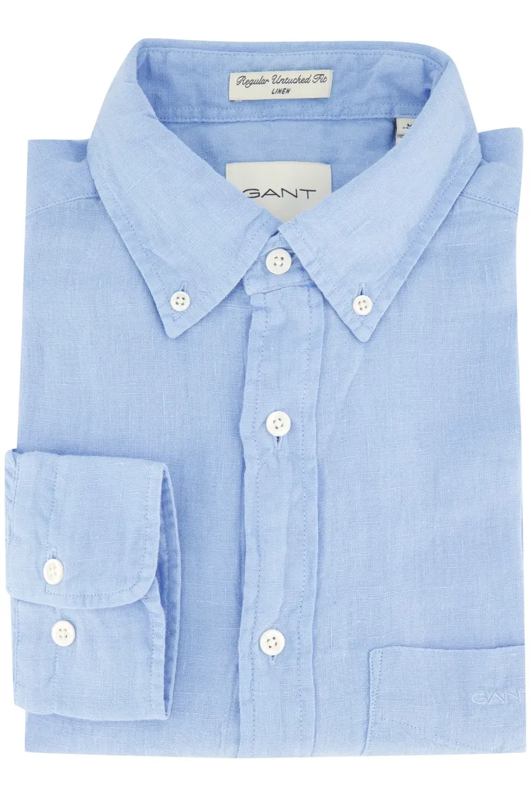 Gant overhemd blauw linnen button-down