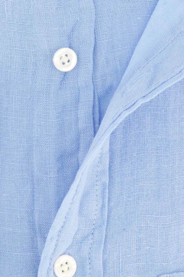 linnen Gant overhemd blauw button-down normale fit