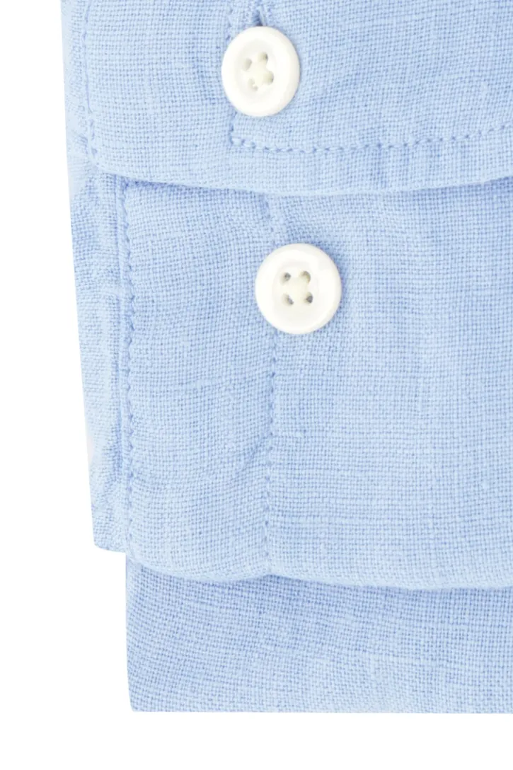 linnen Gant overhemd blauw button-down normale fit