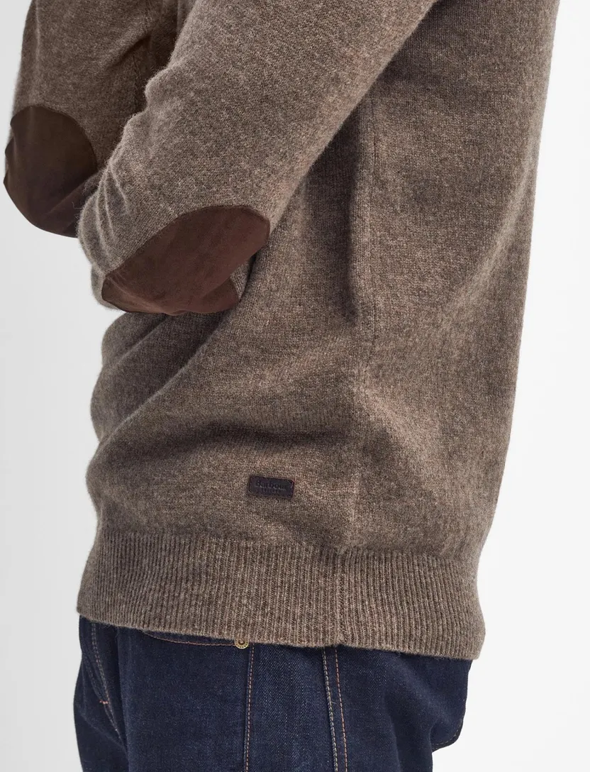 Barbour wollen half zip trui bruin gemêleerd