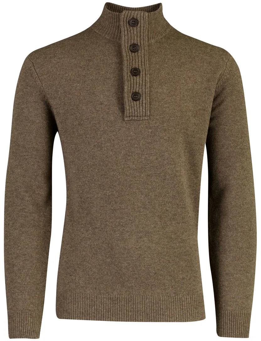 Barbour wollen half zip trui bruin gemêleerd