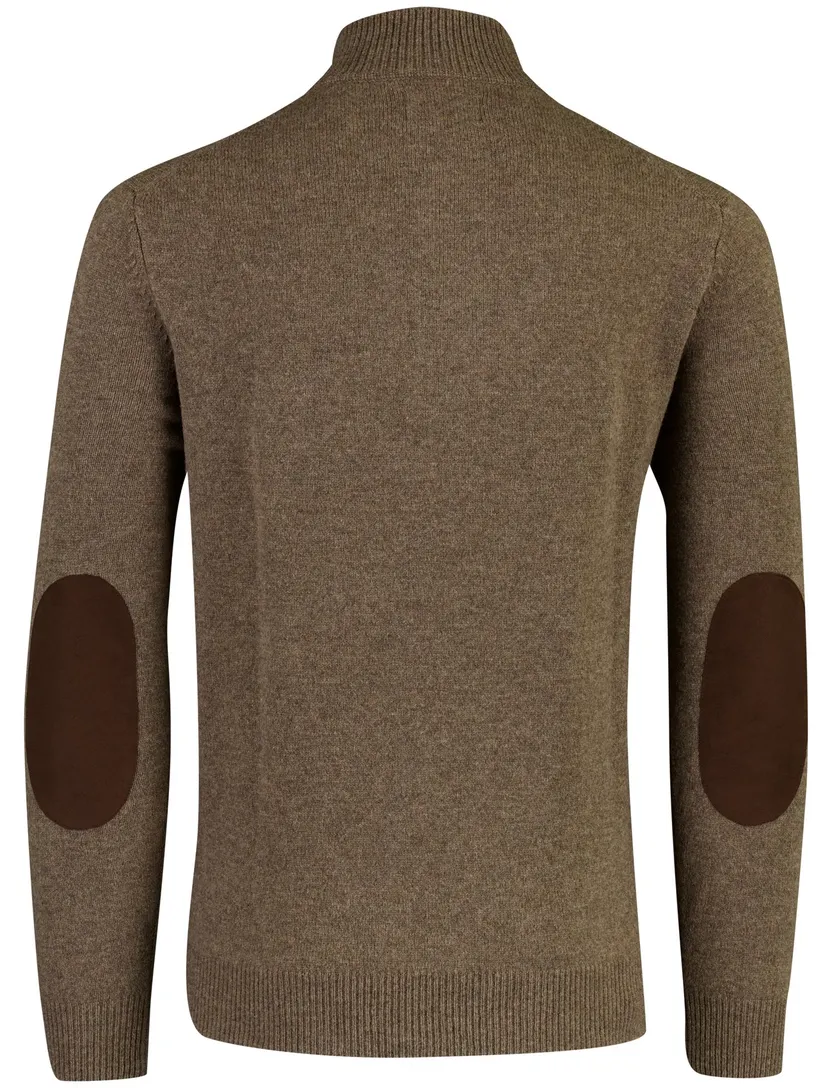 Barbour wollen half zip trui bruin gemêleerd