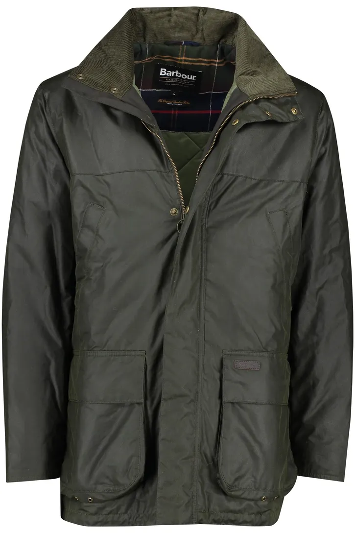 katoenen Barbour waxjas donkergroen normale fit