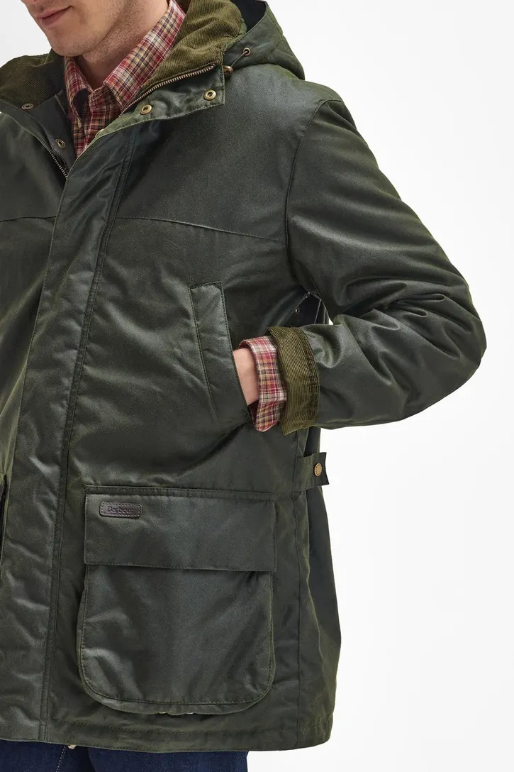 katoenen Barbour waxjas donkergroen normale fit