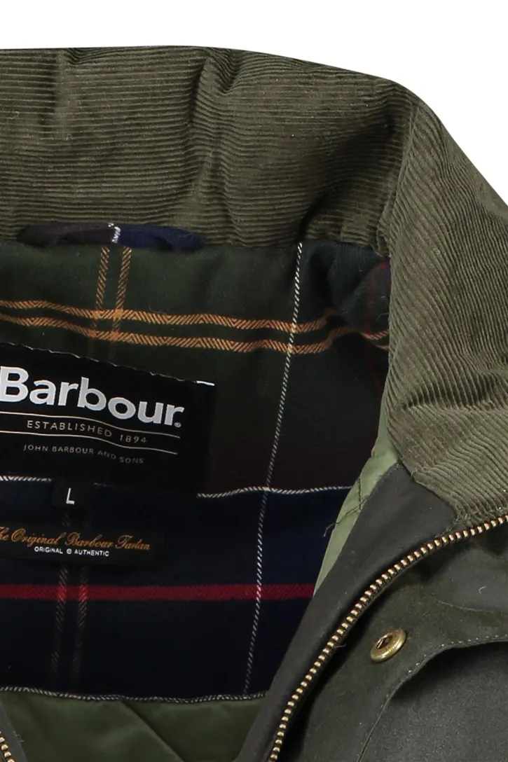 katoenen Barbour waxjas donkergroen normale fit