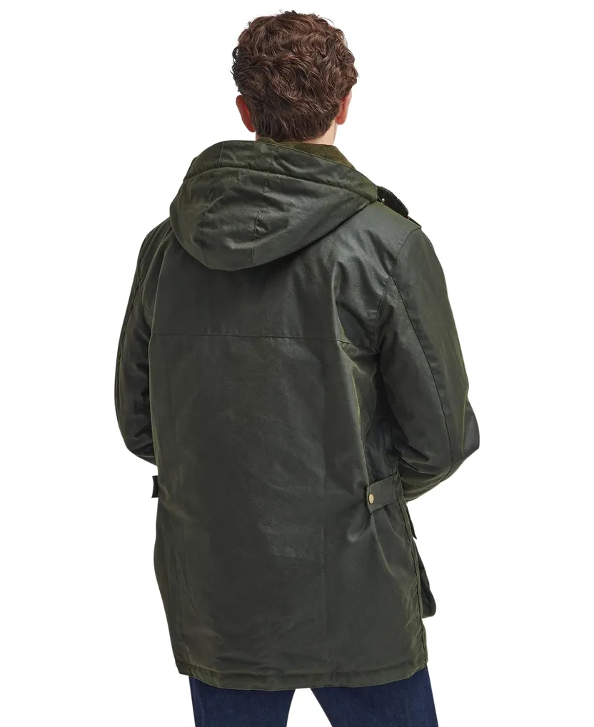 katoenen Barbour waxjas donkergroen normale fit
