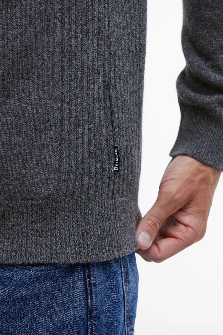 Barbour Holden trui half zip grijs gemêleerd wol