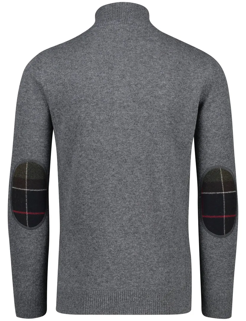 Barbour Holden trui half zip grijs gemêleerd wol