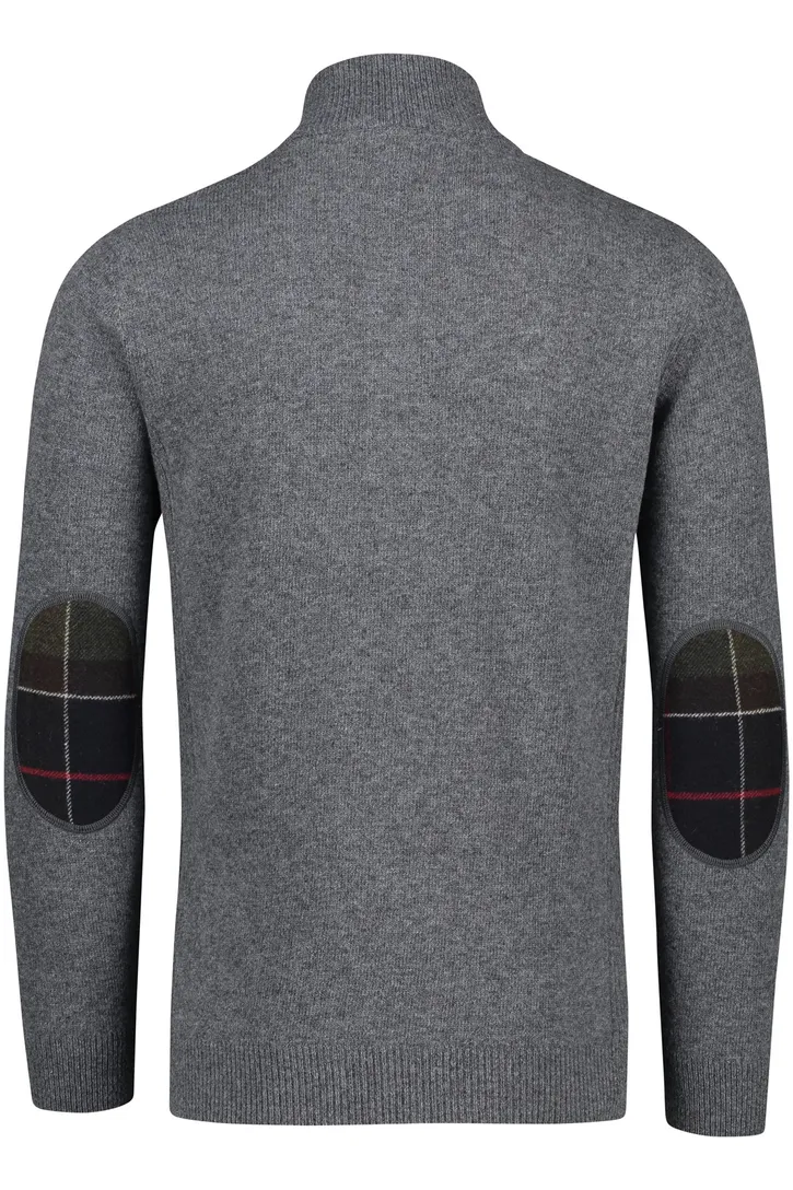 wollen Barbour trui gemeleerd grijs half zip