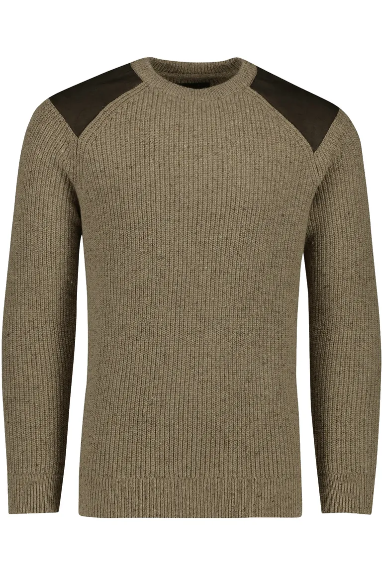 Barbour trui effen bruin wol normale fit