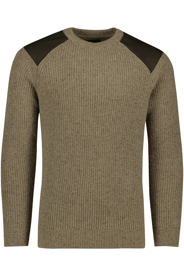 Barbour trui effen khaki wol normale fit