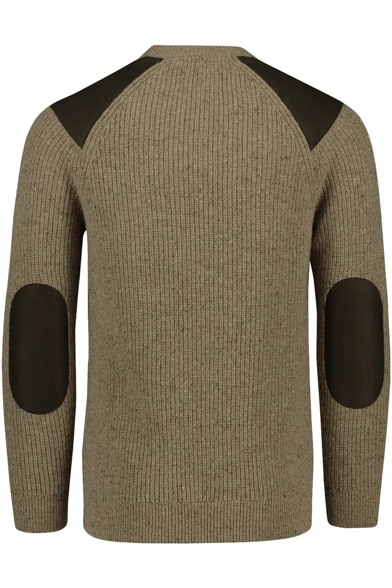 Barbour trui effen khaki wol normale fit