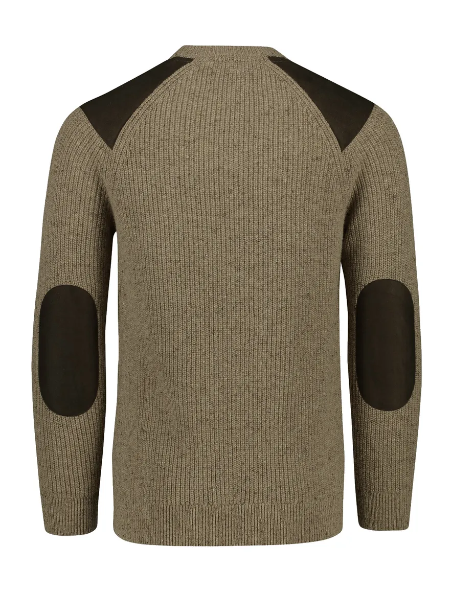 Barbour trui effen khaki wol normale fit