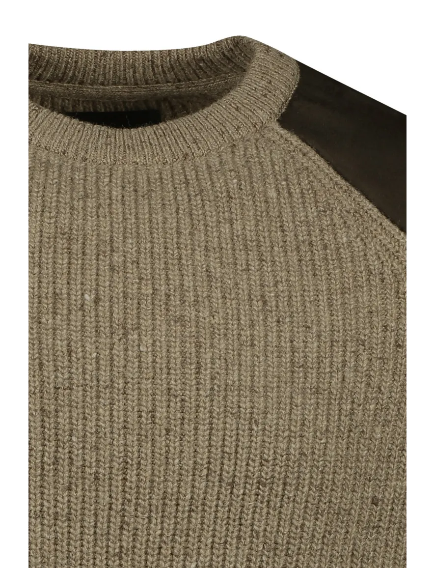 Barbour trui effen khaki wol normale fit