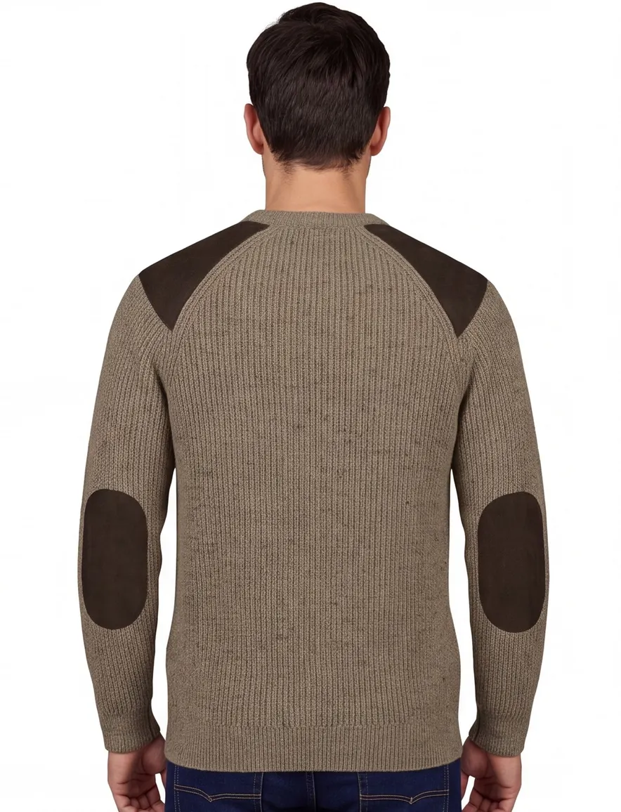 Barbour trui effen khaki wol normale fit