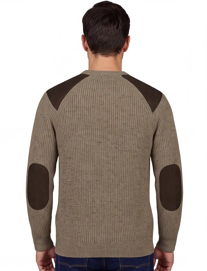 wollen Barbour trui effen khaki normale fit