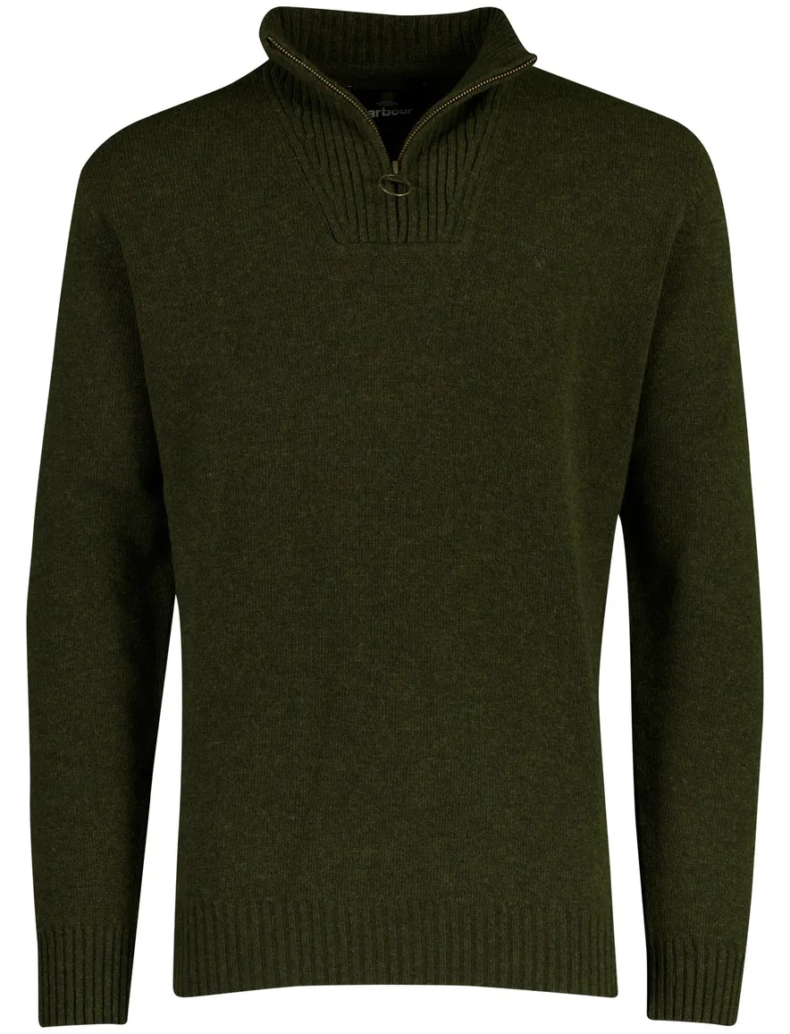 Barbour half zip trui donkergroen gemêleerd