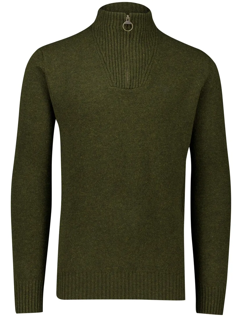 Gebreide halfzip trui Barbour groen lamswol