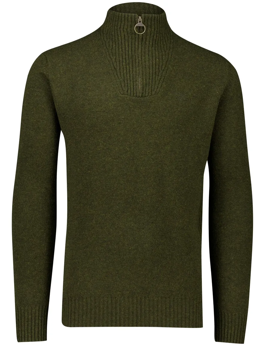 Gebreide halfzip trui Barbour groen lamswol