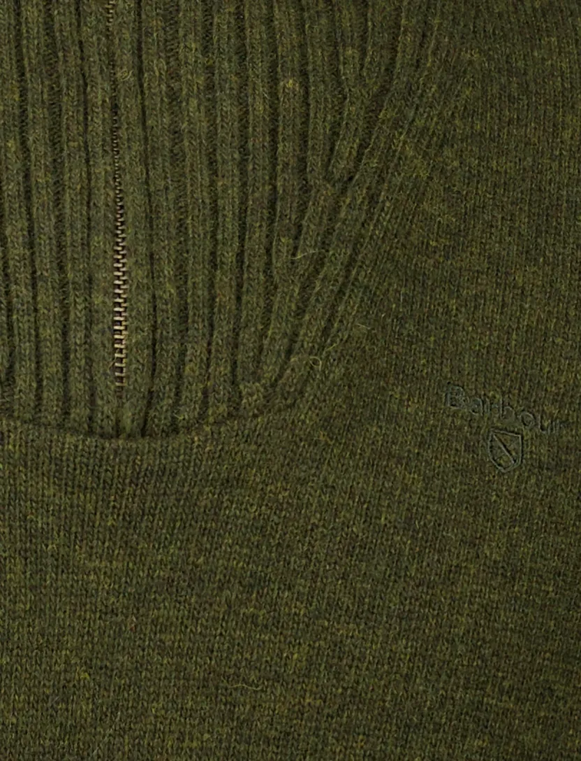 Gebreide halfzip trui Barbour groen lamswol