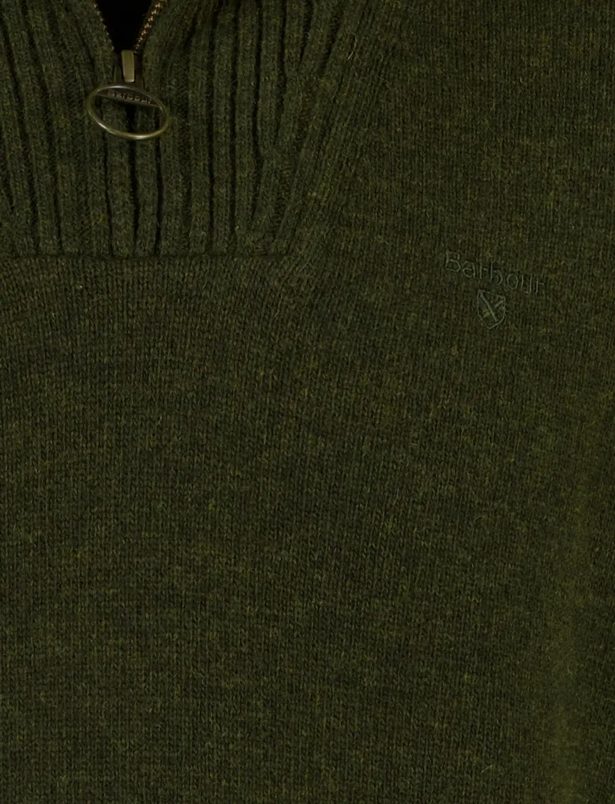 Barbour half zip trui donkergroen gemêleerd