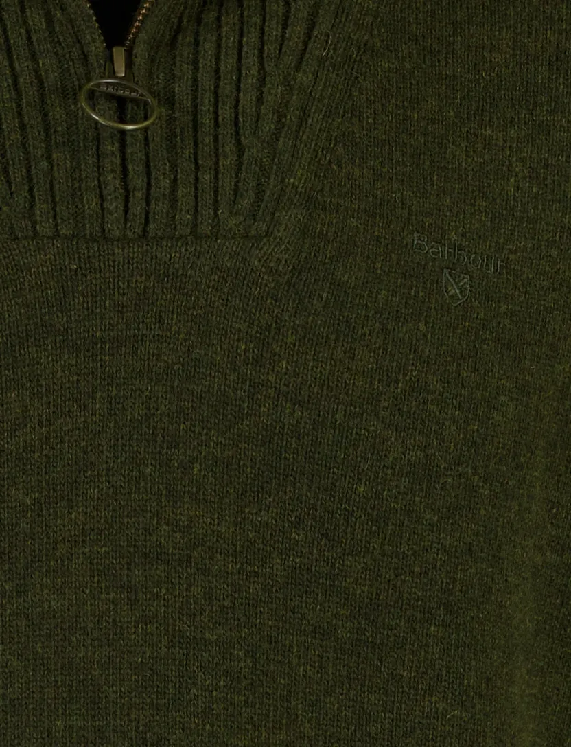Trui Barbour half zip donkergroen gemêleerd