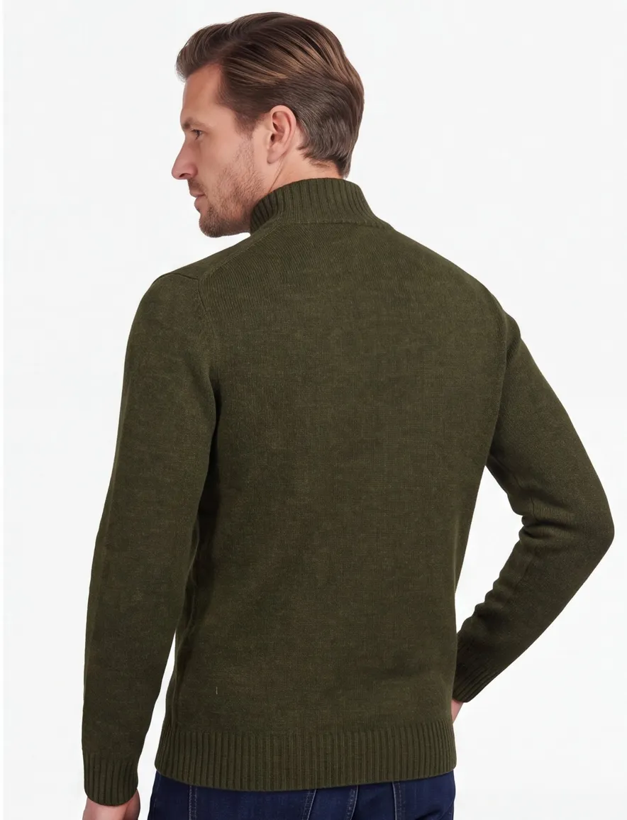 Barbour half zip trui donkergroen gemêleerd