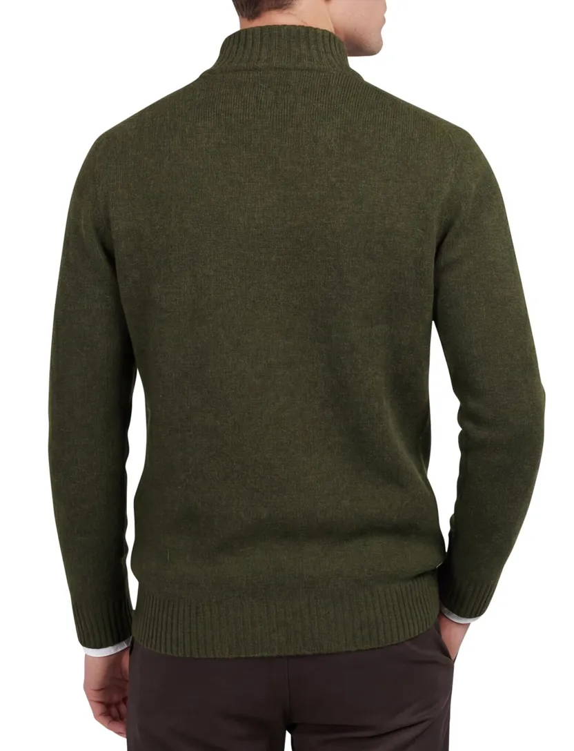Gebreide halfzip trui Barbour groen lamswol