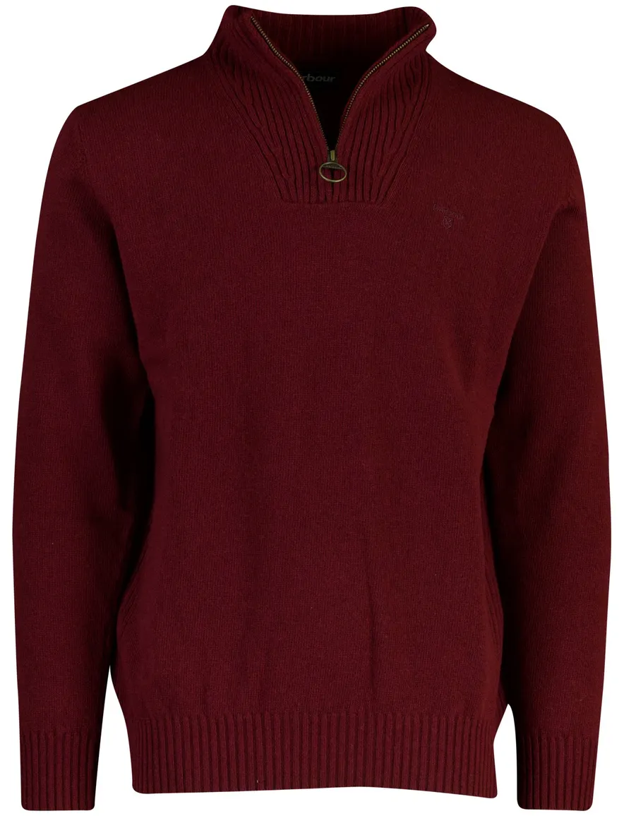 Barbour half zip trui bordeaux wol