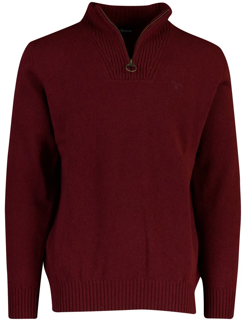 Trui Barbour half zip bordeaux wol