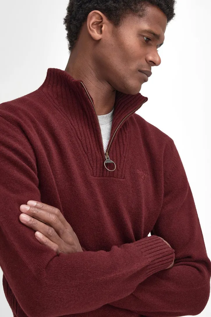 Trui Barbour half zip bordeaux wol