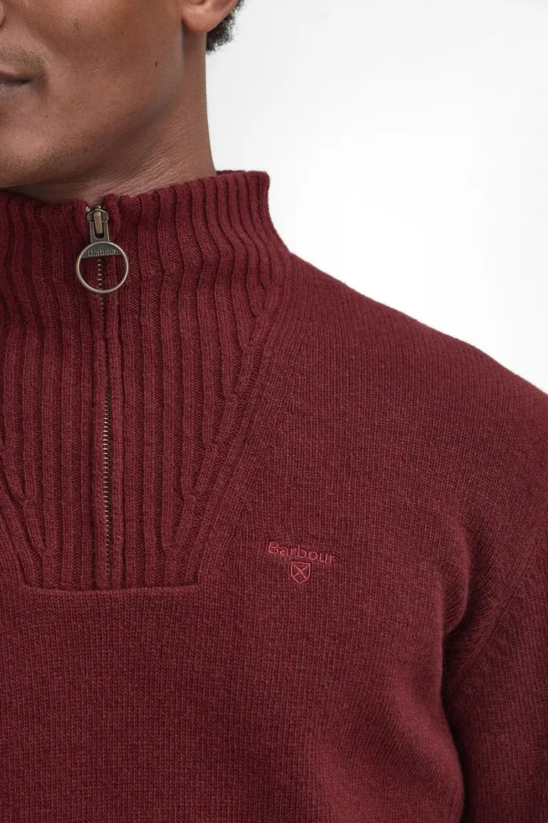 Barbour half zip trui bordeaux wol
