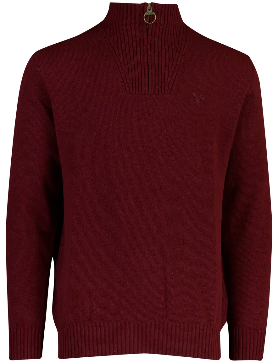 Barbour half zip trui bordeaux wol