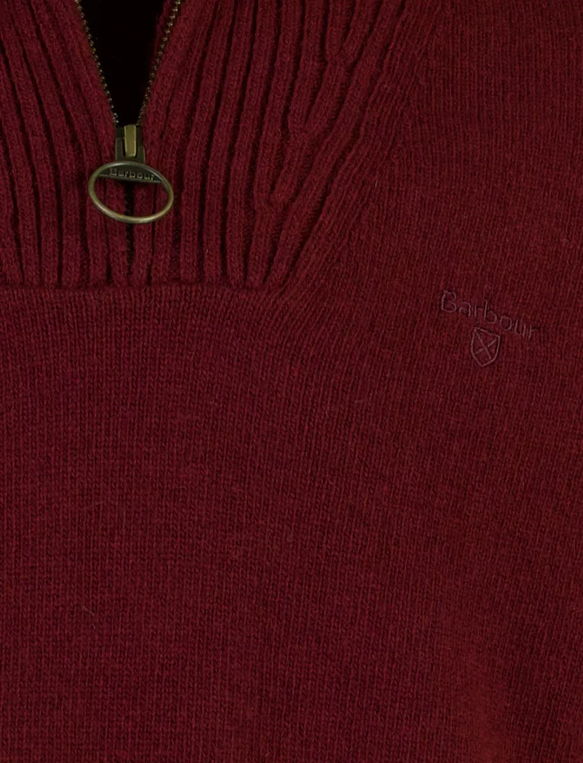 Trui Barbour half zip bordeaux wol