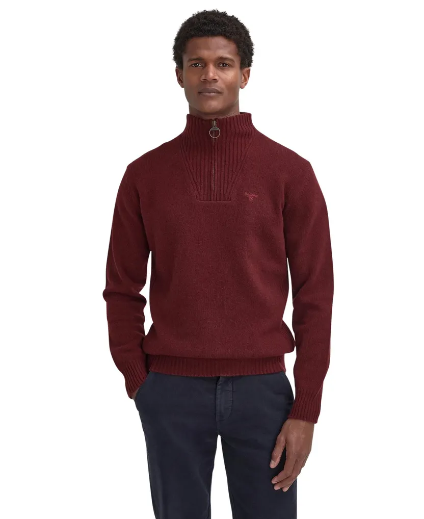 Trui Barbour half zip bordeaux wol