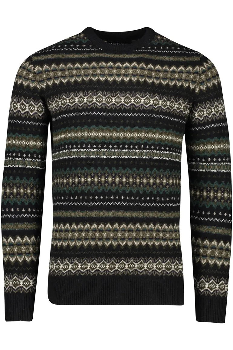 Barbour trui antraciet geprint wol